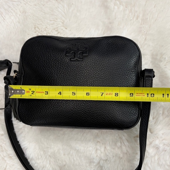 Tory Burch Black Pebbled Leather Crossbody with Tassel - Picture 10 of 17
